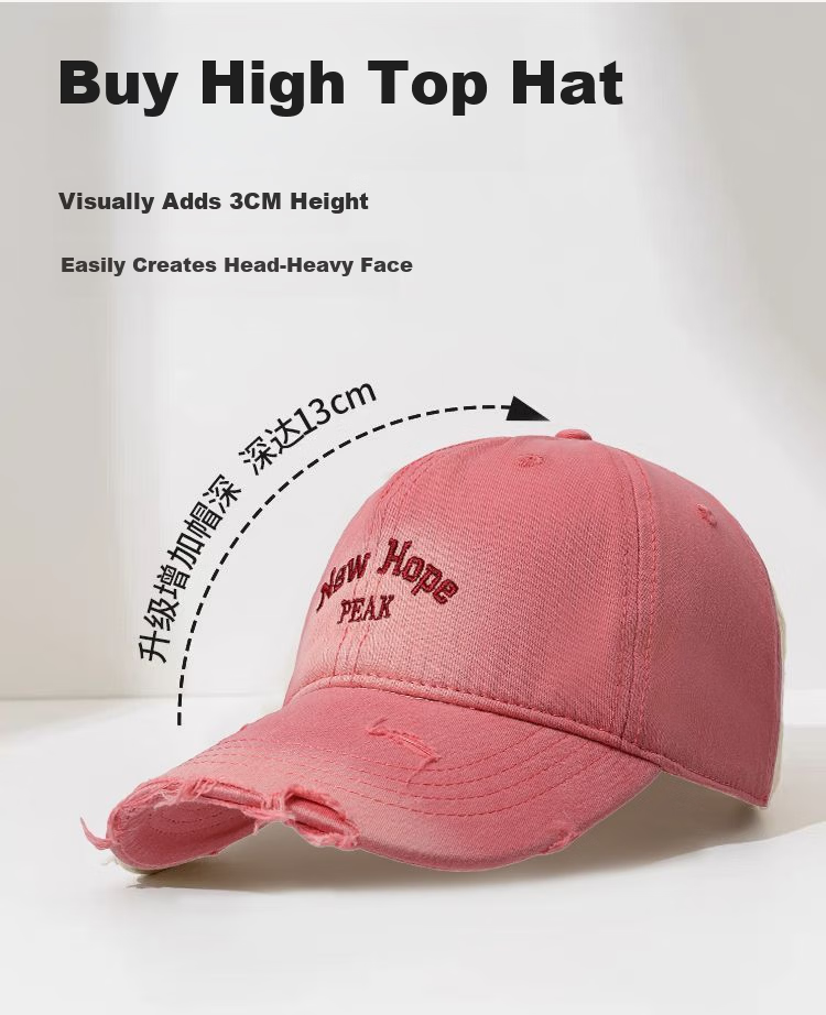 Peak Baseball Cap Small Face Large Head Circumference Distressed Vintage Style Wide Brim Outdoor Sun Protection Breathable Sports Hat 9