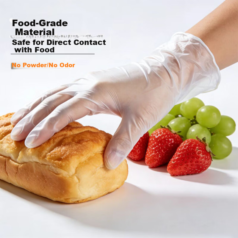 Helper Disposable PVC Gloves Thickened Waterproof Oil-Resistant Household Catering Food-Grade Protective Gloves 80pcs/Box Large