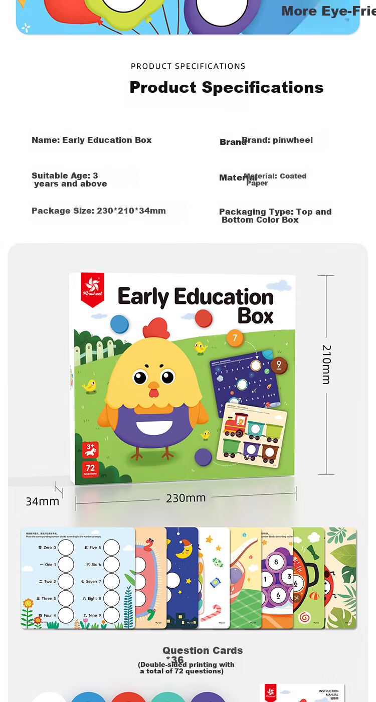 Pinwheel Montessori Early Education Educational Toy Montessori Toddler 2-6 Years Old Baby Kids Gift Board Game Early Learning Box 9