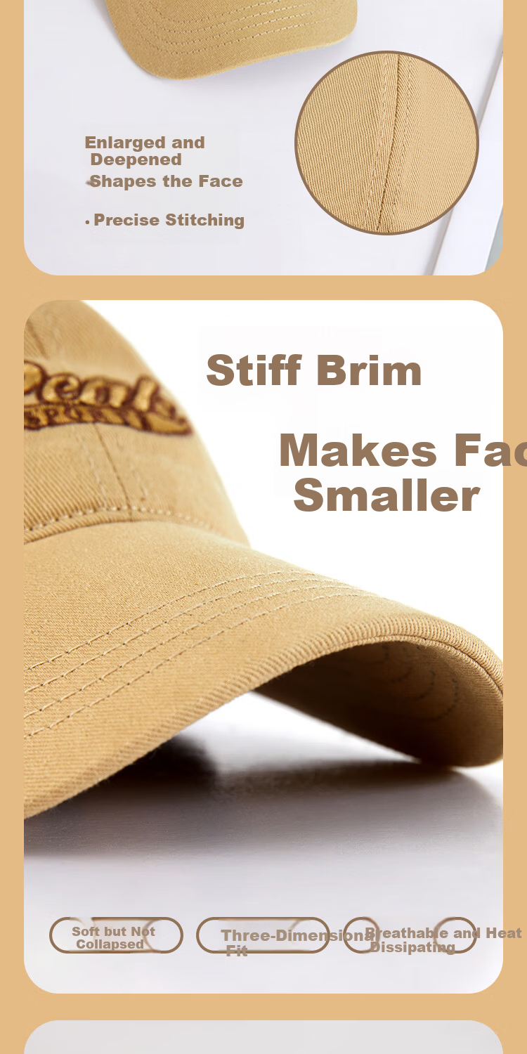 Peak Cotton Soft Top Baseball Cap Sun Protection Breathable Sweat-Absorbing Large Size Sunshade Hat Couple Street Fashion Embroidered Dad Hat 4
