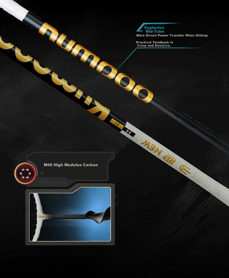 KUMPOO 2026 New Carbon Fiber 4U Ultra-Light Professional Badminton Racket Xunfeng Shanhai NEW White/Black 6