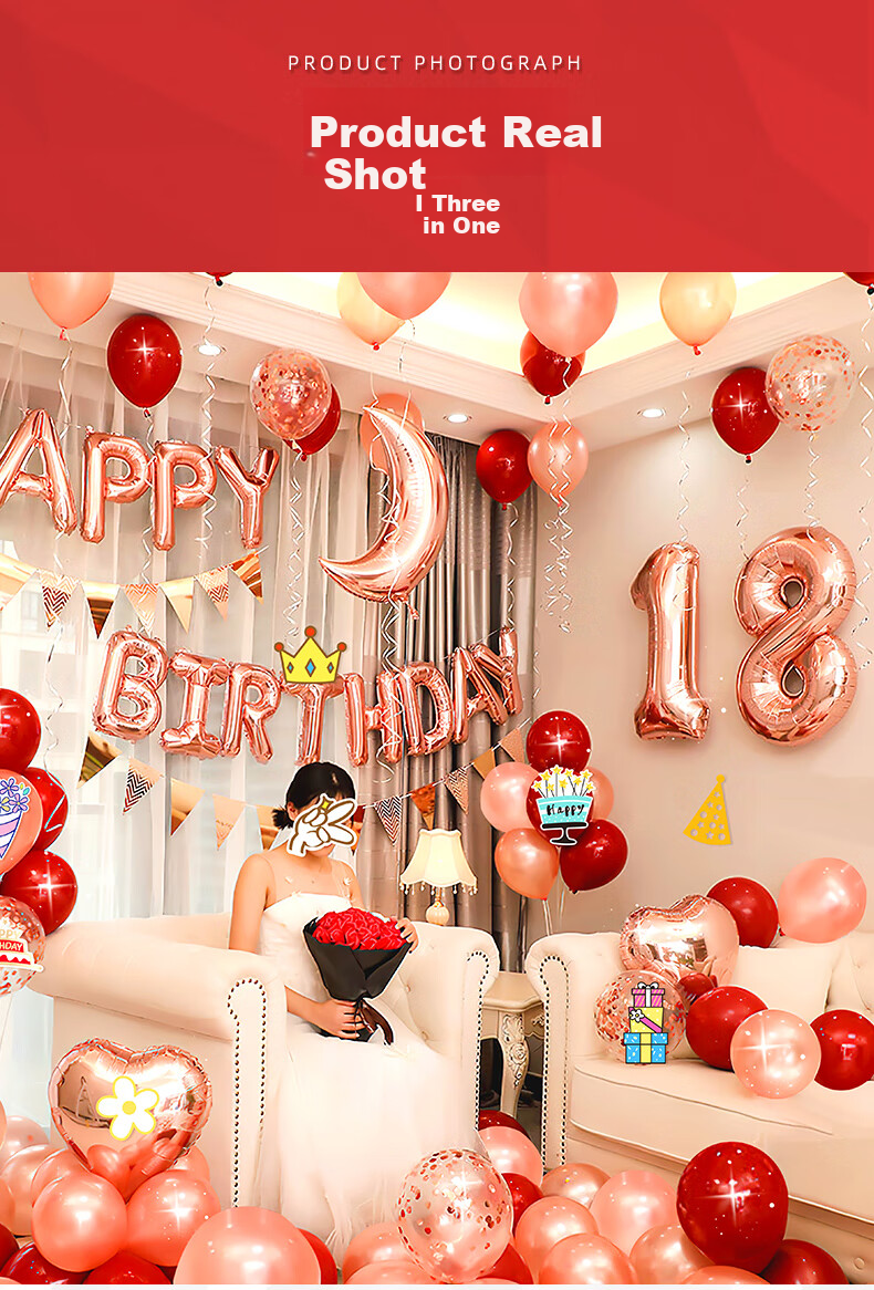 Xinyue 18th Birthday Scene Decoration for Boys Adult Gift Ceremony Happy Premium Atmosphere Balloons Spring Outing Party 6