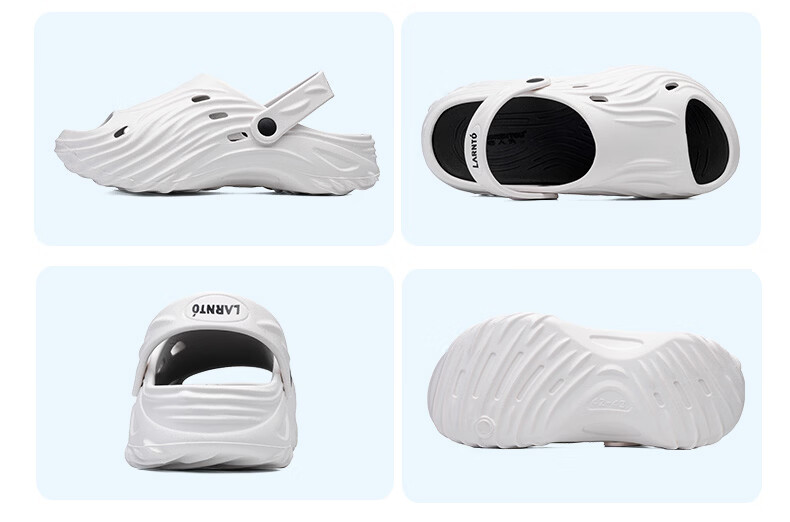 LAORENTOU Men's Summer Breathable Hole Shoes Thick Sole Outdoor Sandals LT353 White Size 44-45 23
