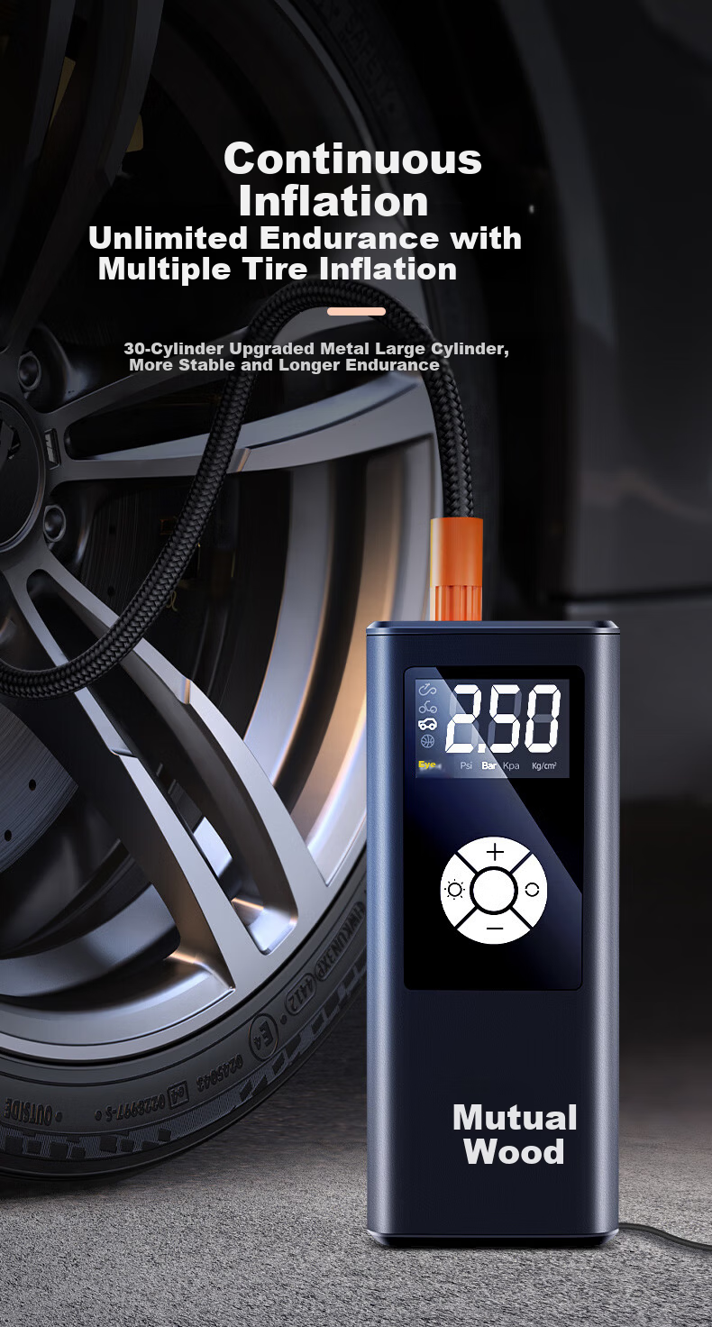 Jumu 12V Wired Portable Car Tire Inflator Electric Air Pump Multifunctional Air Compressor 6