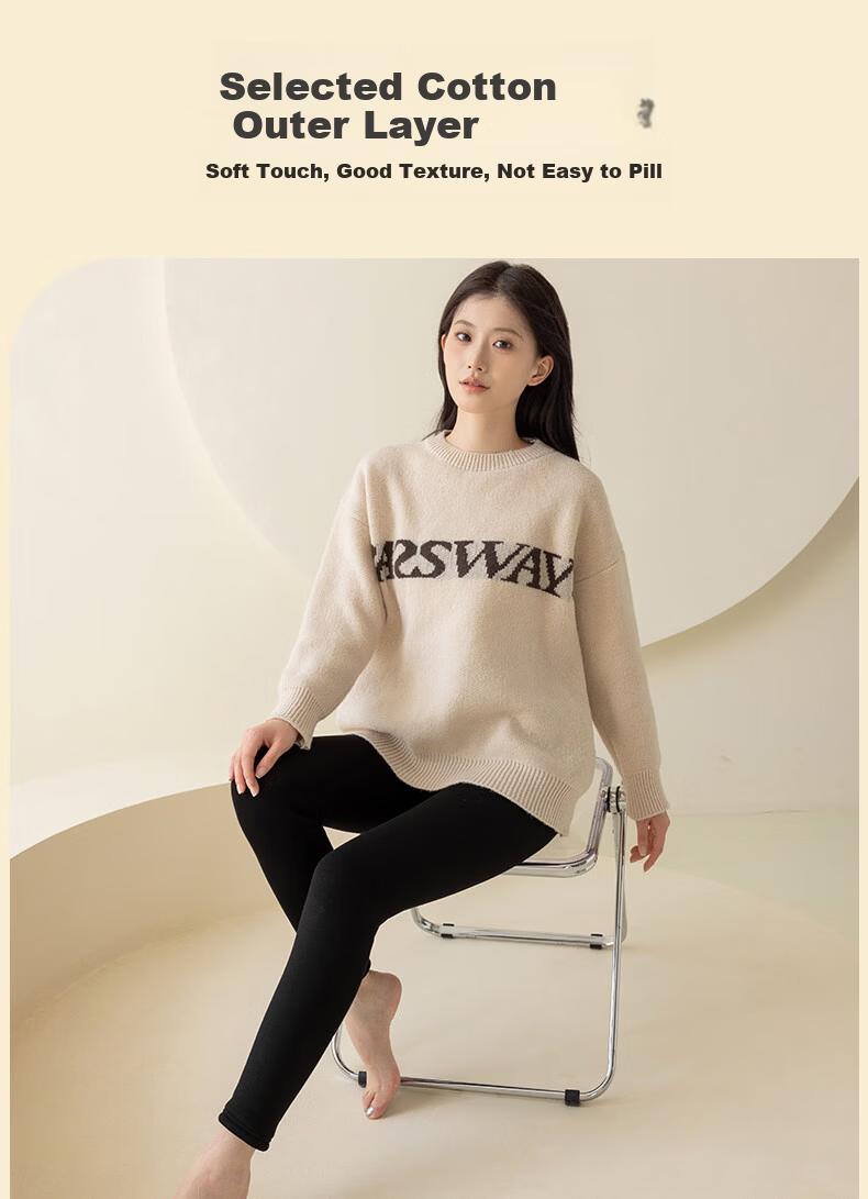 LangSha Women's Fleece-Lined Thickened High-Waist Thermal Leggings with Lamb Wool, Warm Cotton Pants for Outdoor Winter Wear 6