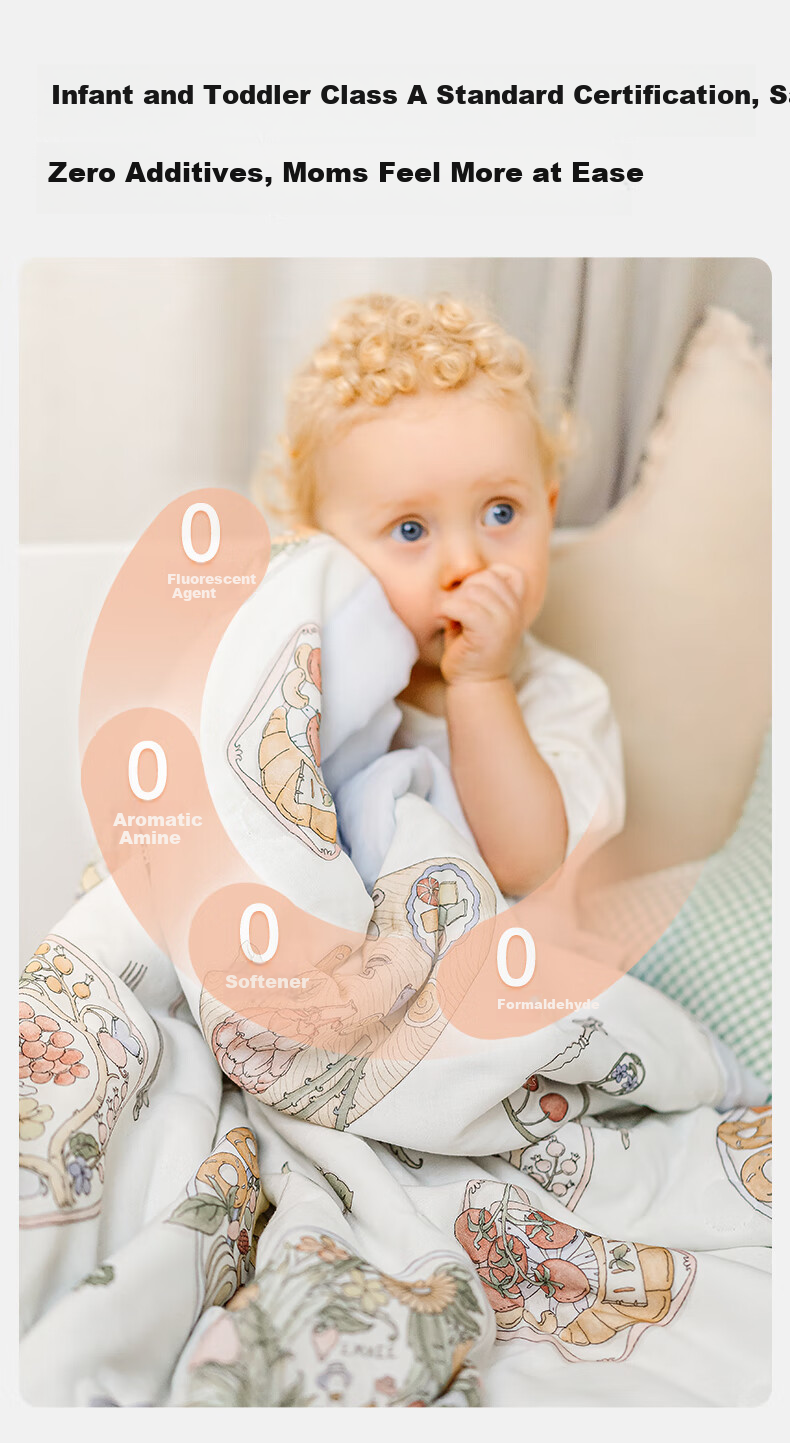EMXEE Baby Summer Cool Quilt, Children's Blanket for All Seasons, Gauze Blanket for Newborns, Air Conditioning Quilt, Kindergarten Blanket, 120*140cm 13