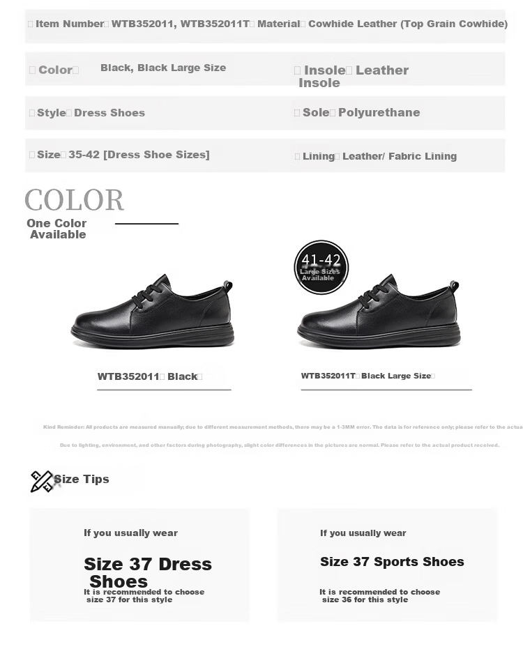 Red Dragonfly Women's Casual Leather Shoes Comfortable Breathable Soft Sole Lace-up Work Shoes WTB352011 Black Size 39 6