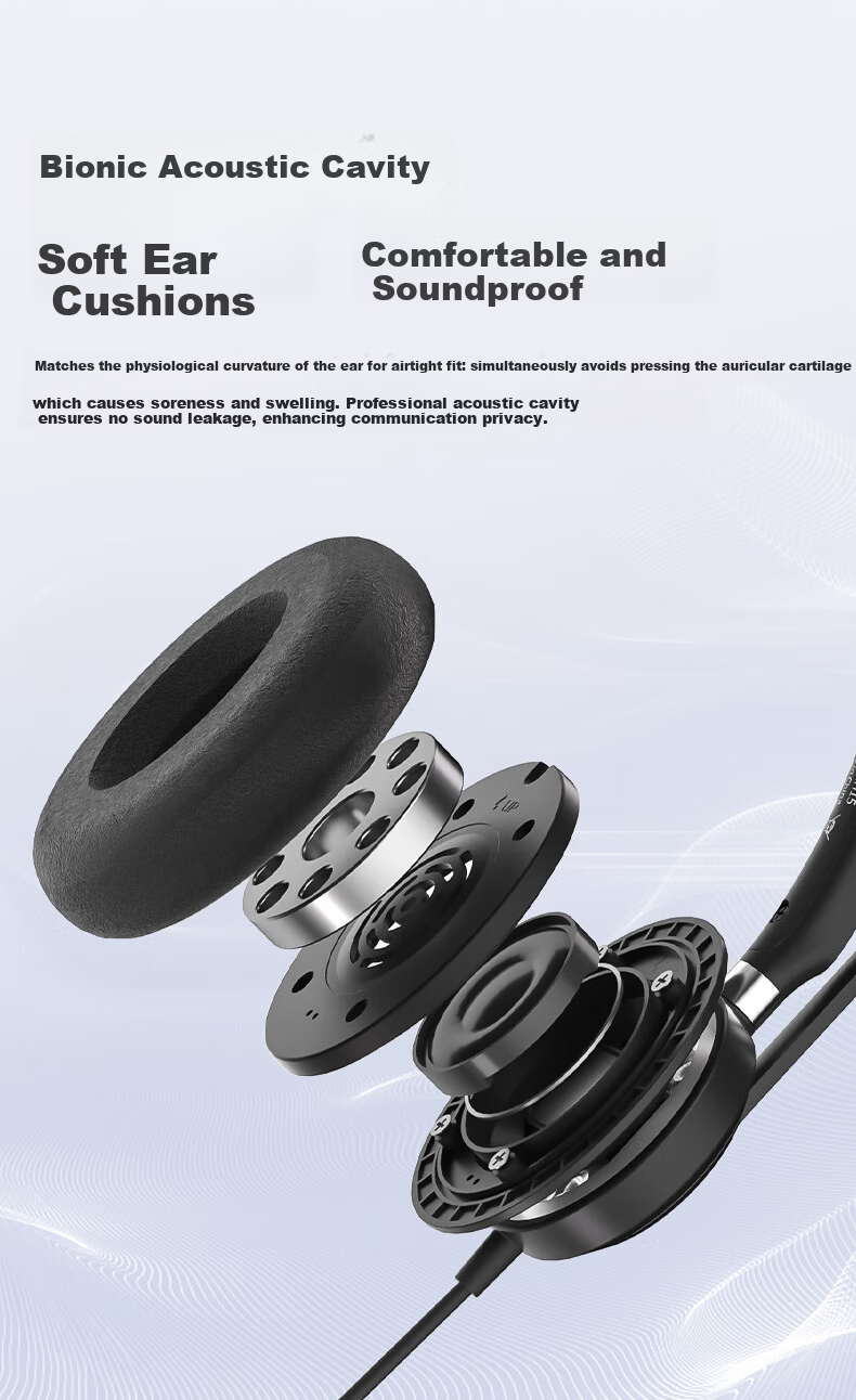 RownFusny EH15 USB Single-Ear Dual-Mic Noise-Cancelling Headset for Call Center Business Office 5