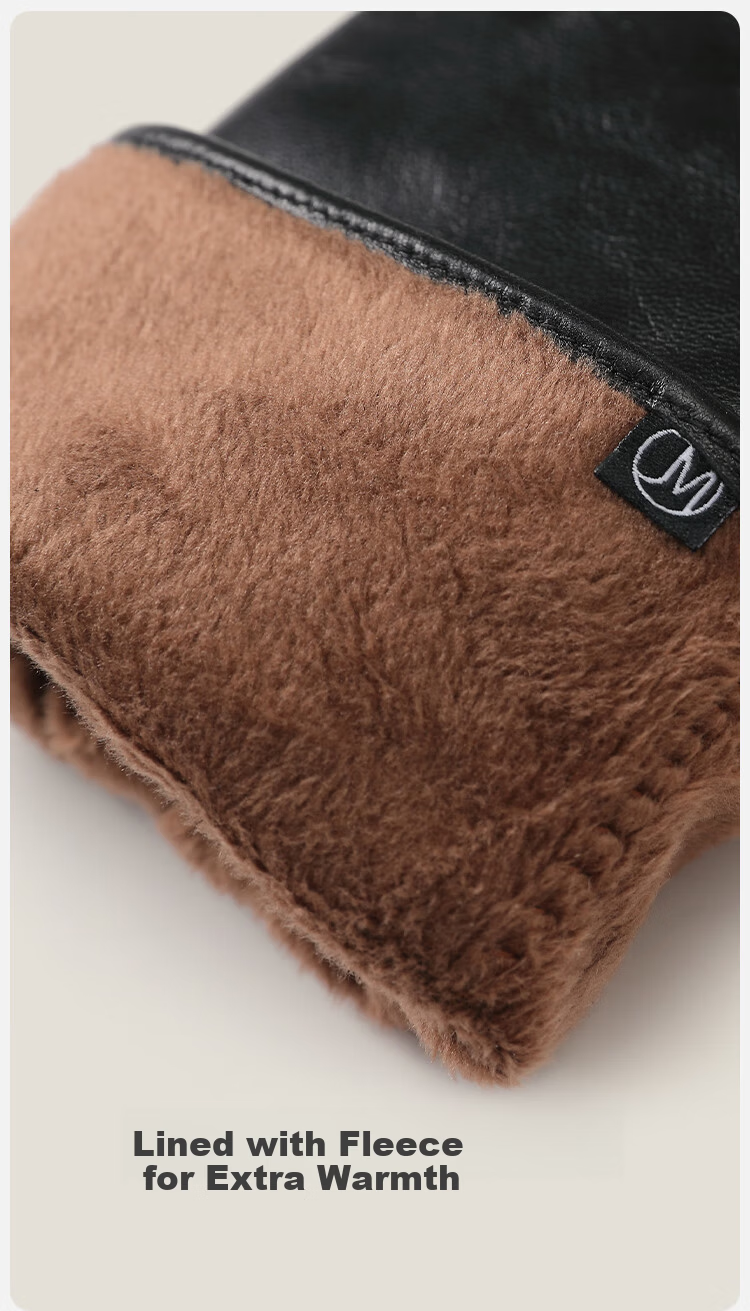 JIUMU Sheepskin Warm Genuine Leather Gloves for Men, Winter Fleece-Lined Windproof Cold-Resistant Touchscreen Compatible Gloves 7