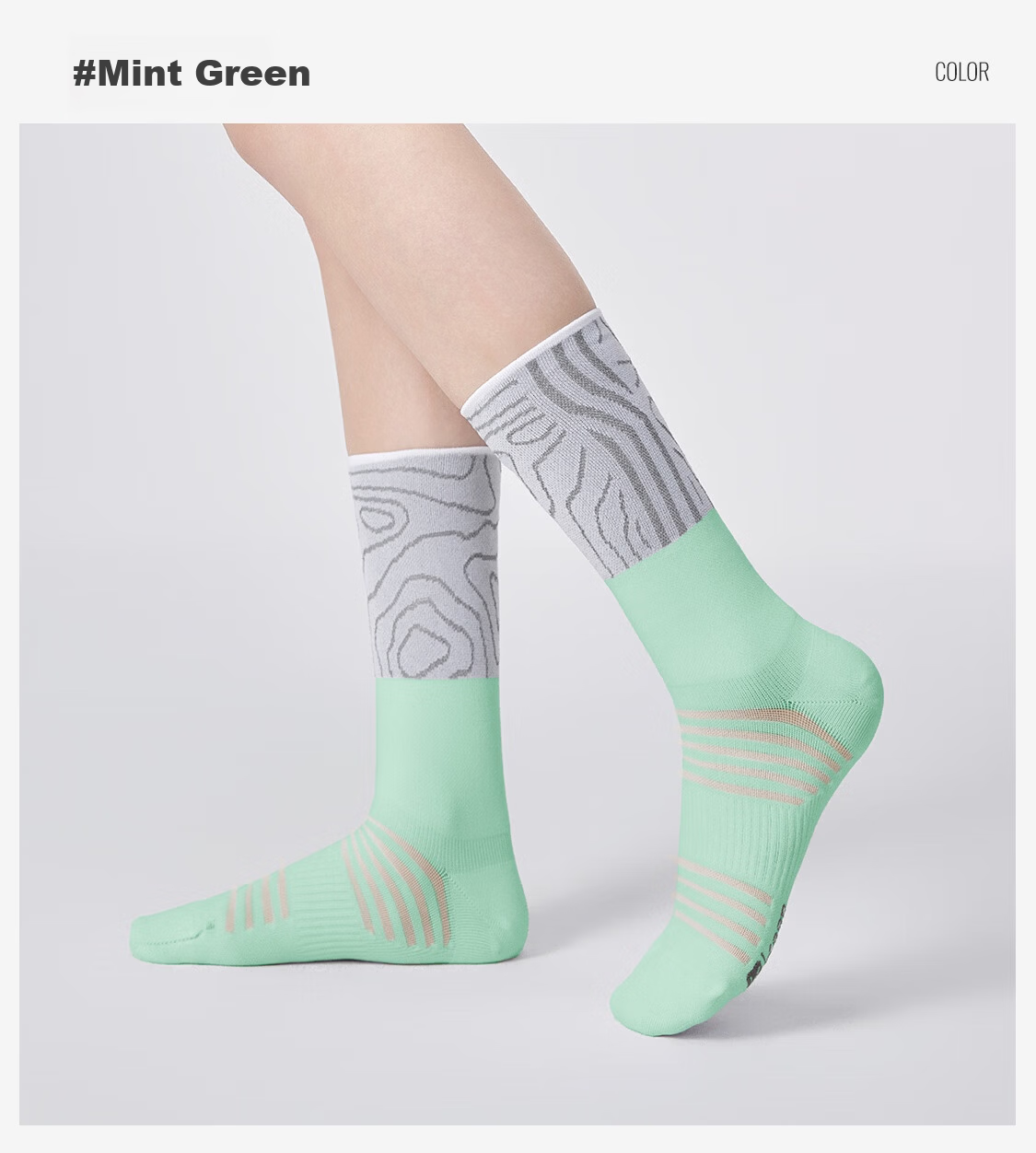 Keep Reflective Sports Socks Antibacterial Odor-Resistant Breathable Non-Slip Basketball Running Socks Unisex Badminton Green M 18