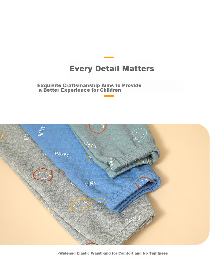 Hodohome Children's Thermal Pants, Boys' Three-Layer Padded Thickened Autumn Pants, for Older Children, Air Layer Cotton Single Pants, 273 130 12