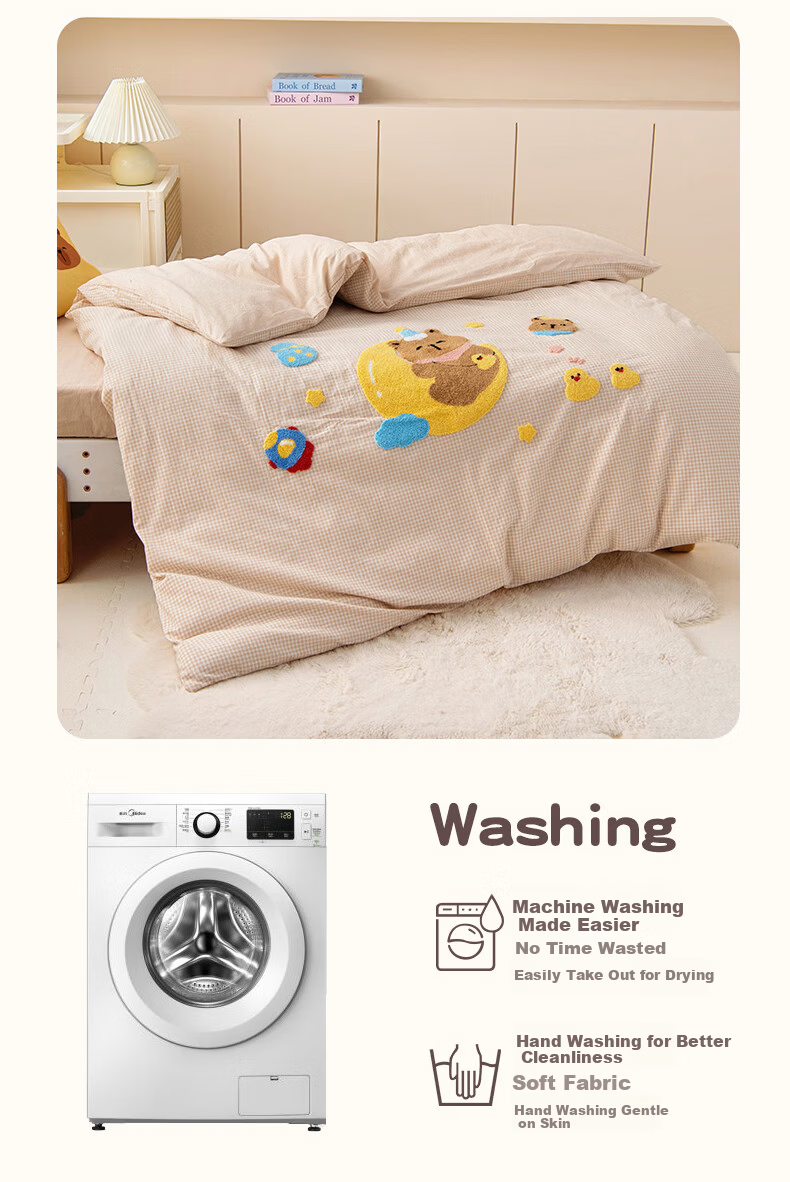 Aiwei A-Class Cotton Three-Piece Set Kindergarten Towel Embroidery Pure Cotton Bed Sheet Pillowcase Duvet Cover 120*150cm Moon Kaka 11