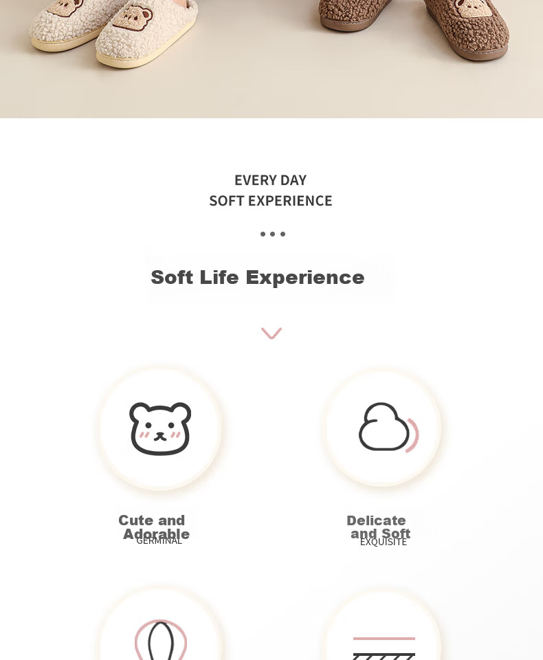 Runrou Women's Cotton Slippers Autumn Winter Warm Fleece Cute Indoor Home Couple Men's Antibacterial Deodorant 2