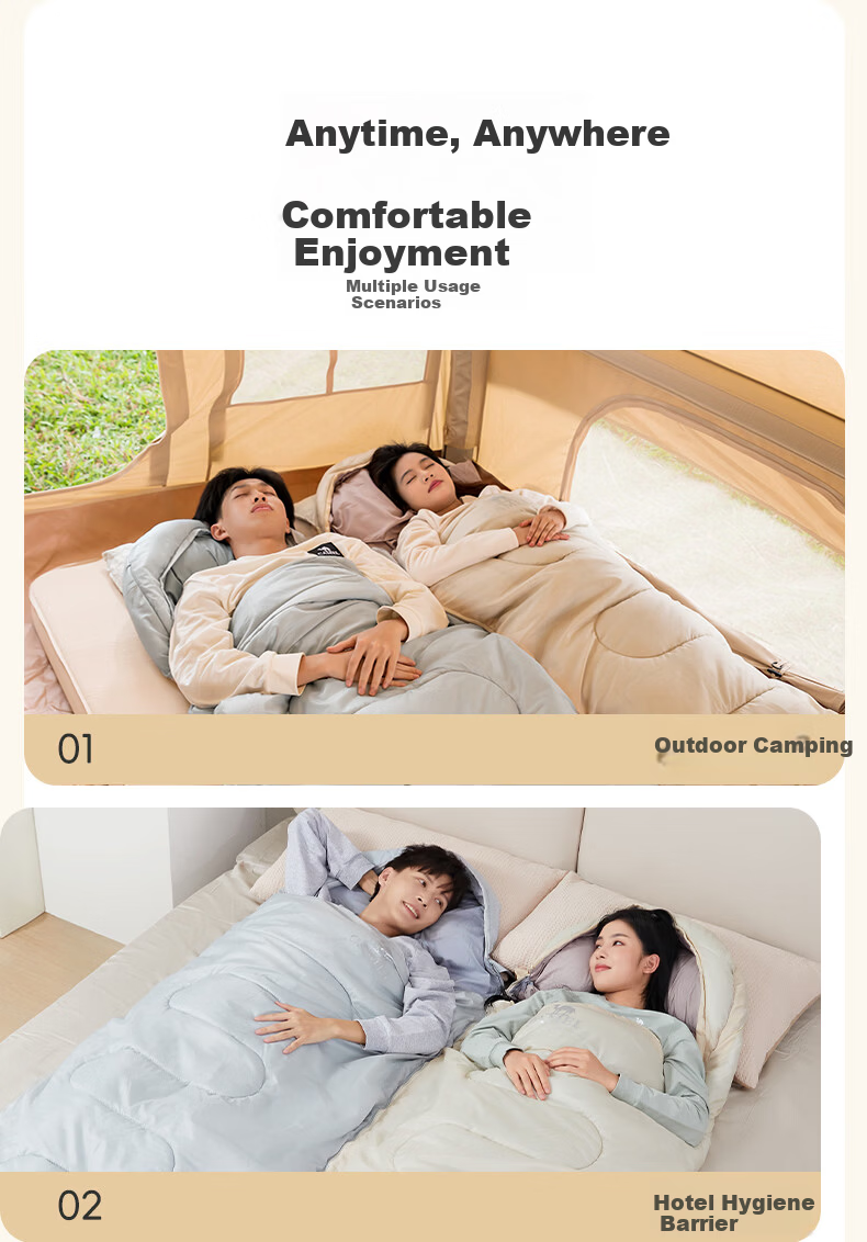 CAMEL Outdoor Sleeping Bag Camping Adult Thickened Warm Cold-Resistant Four-Season Universal Men's Winter Honey Peach Color 3009 9