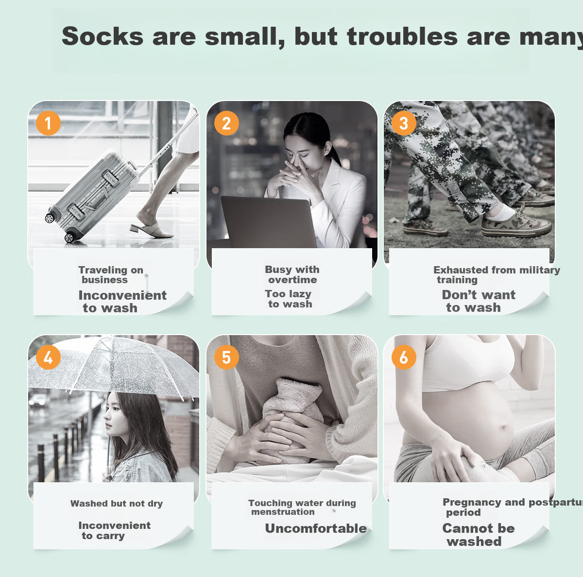 Ankoxin Disposable Unisex Mid-Calf Socks Daily Use No-Wash Compressed Portable Travel 10 Pairs Mid-Calf Black 2