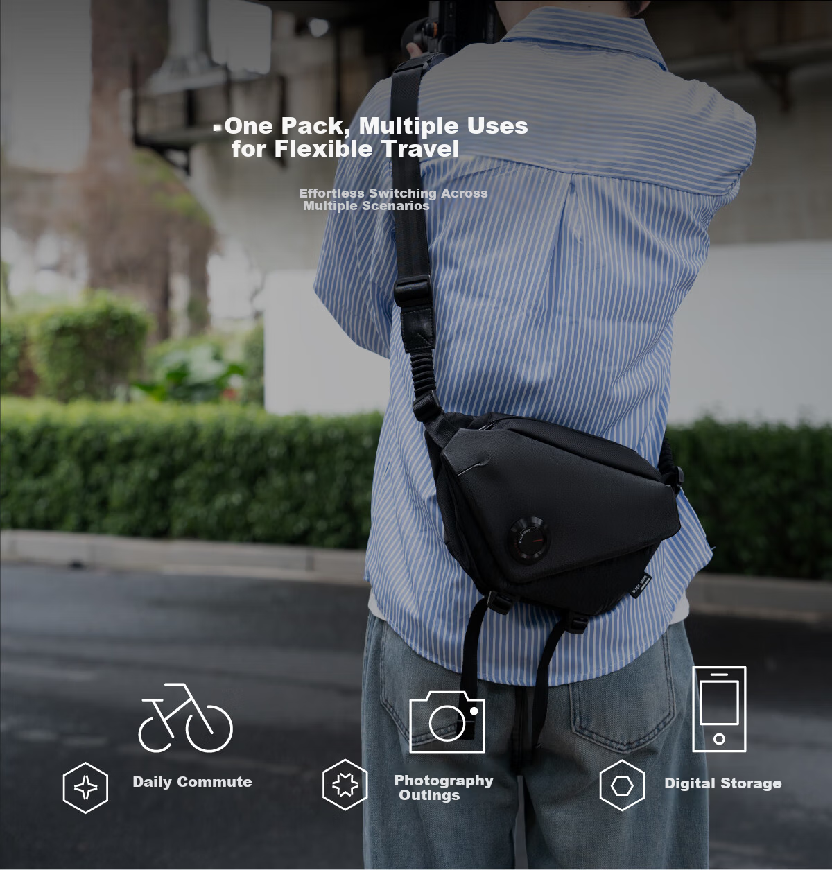 VSGO Outdoor Casual Photography Black Hawk Commuter Chest Bag Micro Single DSLR Camera Shoulder Bag Waterproof Durable Equipment Storage 3L 1