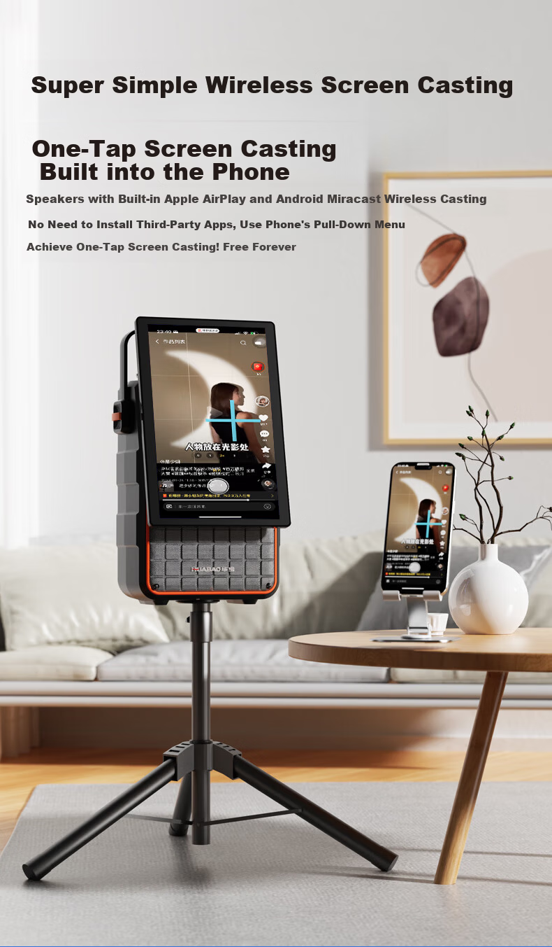 Huabao A52 Pro Wireless Screen Casting Square Dance Speaker with Display Outdoor Home KTV All-in-One Karaoke Bluetooth Speaker with Dual Microphones 3