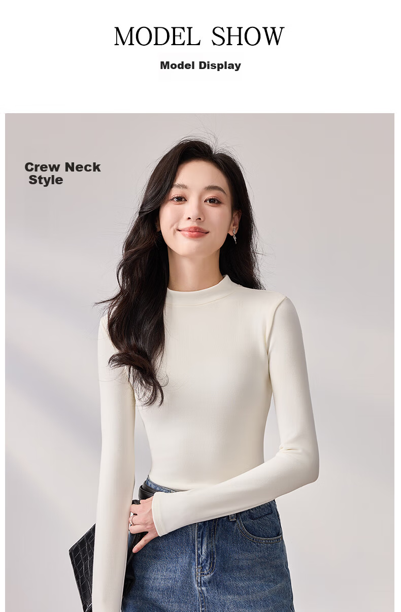 LangSha Women's Base Layer Top for Spring And Autumn, Thickened German Velvet Semi-Turtleneck Inner Wear, Elegant Slim-Fit High-End Long-Sleeve Undershirt 15