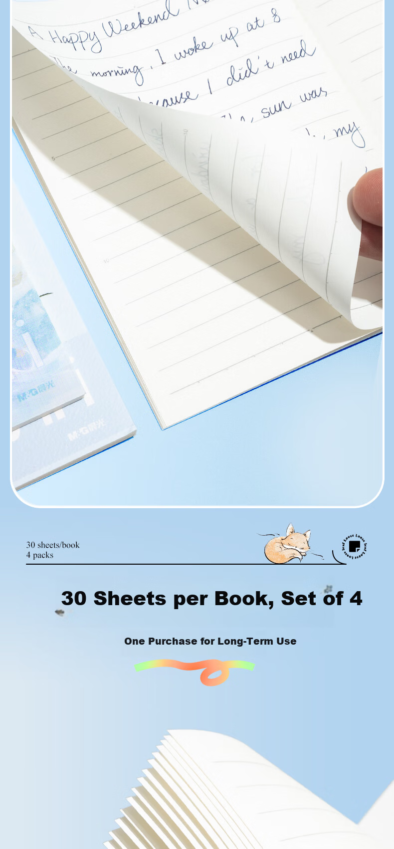 M&G Stationery 4-Pack A6 Double-Speed Smooth Mini Notebooks, High-Quality Meeboki Wireless Binding Soft Cover Oriental Style WA6656G 4