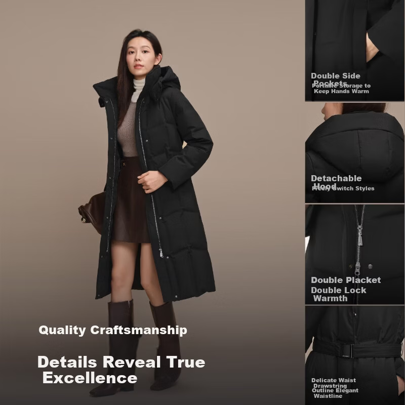 Bosideng Women's 90% Goose Down Long Business Casual Thickened Jacket Hot Sale Mall Style