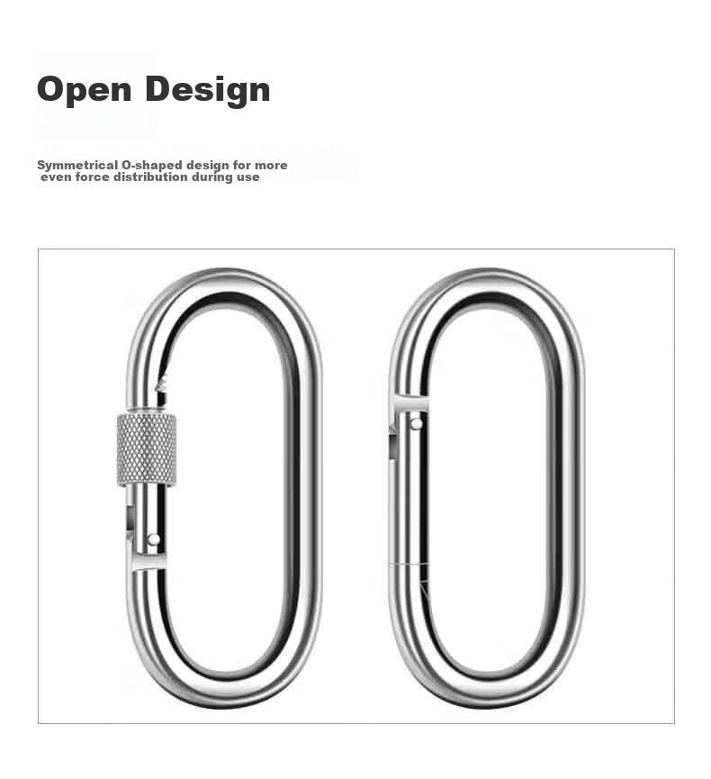 Locroyon O-Shaped Steel Lock Alloy Steel Fastener Climbing Carabiner Main Lock Safety Lock Climbing Hook Safety Hook 4