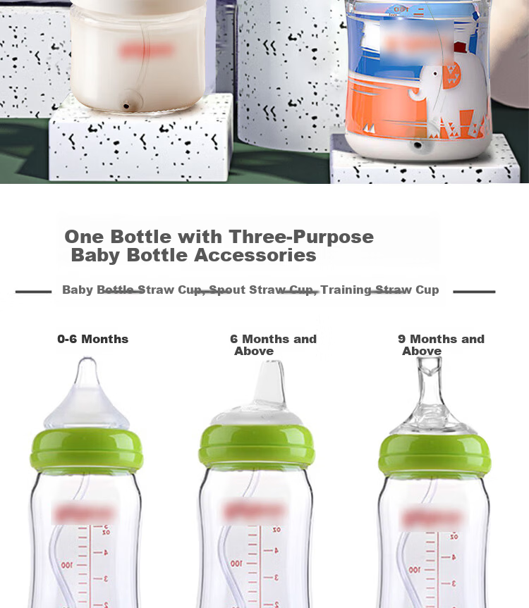IBOOLBEAR Compatible Pigeon Baby Bottle Straw with Gravity Ball for 2nd/3rd Generation Wide Neck Bottles, Accessory for Original Nipples 2