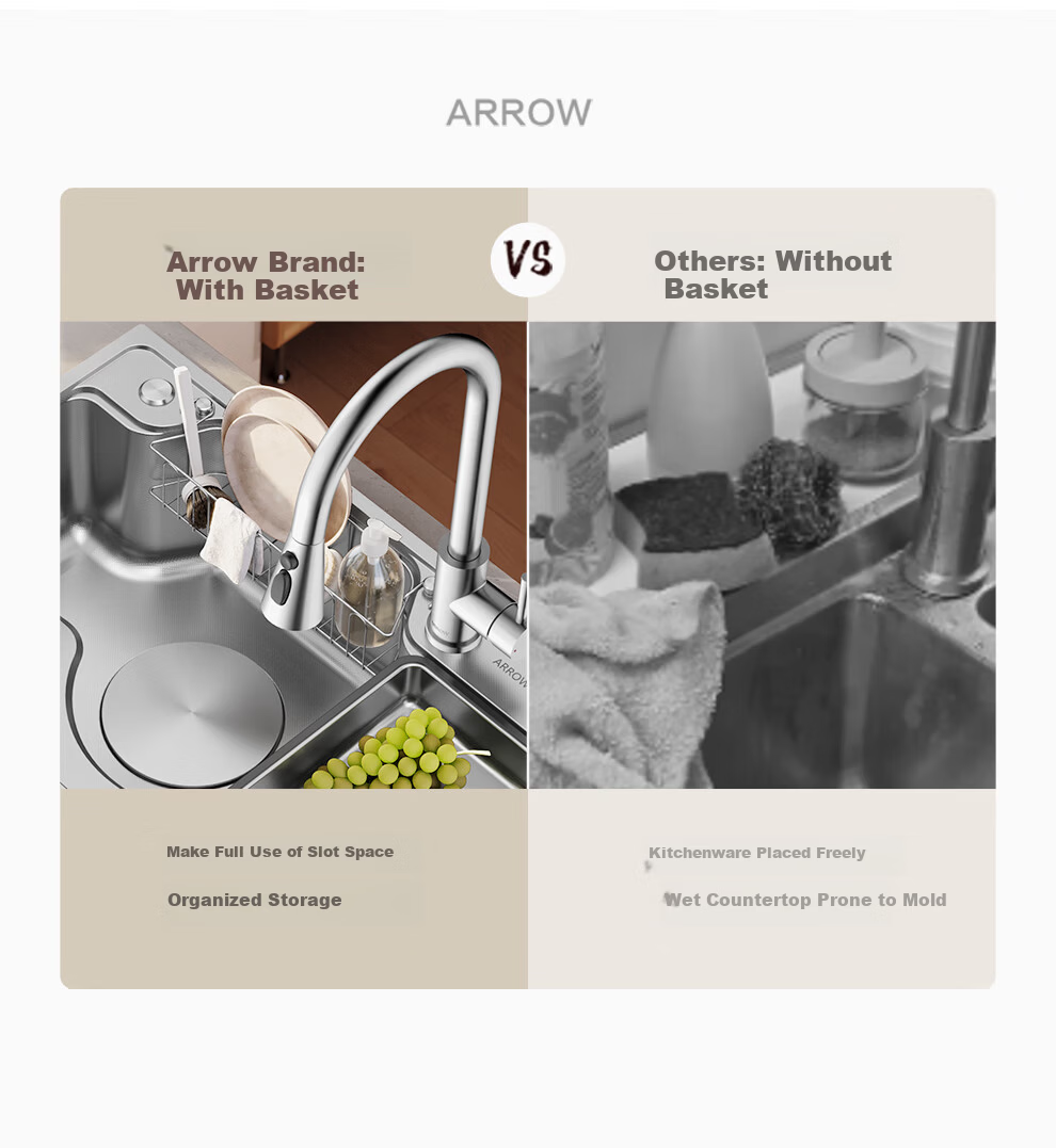 ARROW 304 Stainless Steel Sink, Large Single Basin, Japanese-Style Kitchen Sink for Washing Vegetables And Collecting Food Waste [New Subsidy of 15%] 29