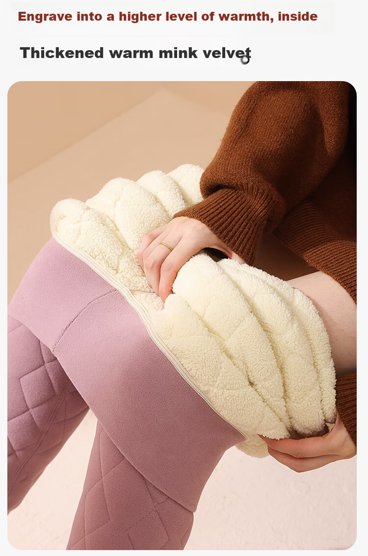 MiiOW Cotton Pants for Women, New Style for 2024, Inner Wear for Autumn And Winter, Diamond Pattern, Fleece-Lined, Thickened, High-Waist Leggings, Ultra-Thick Warm Pants 8