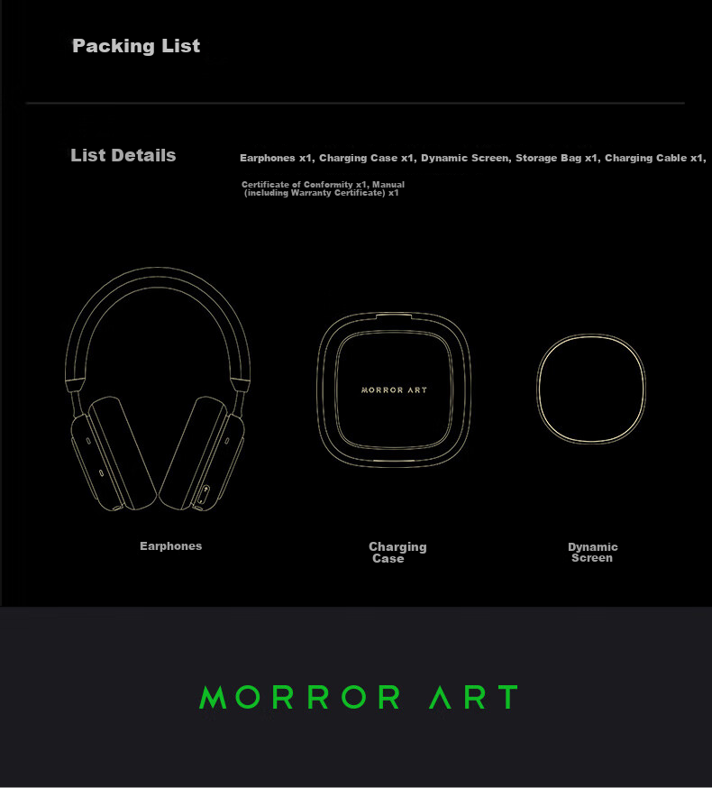 MORRORART VWS X1 Wireless Bluetooth Headphones with Active Noise Cancellation, Touch Screen, Long Battery Life, Birthday Gift, Compatible with Apple And Huawei, Standard Single Screen Version GT Silver 17