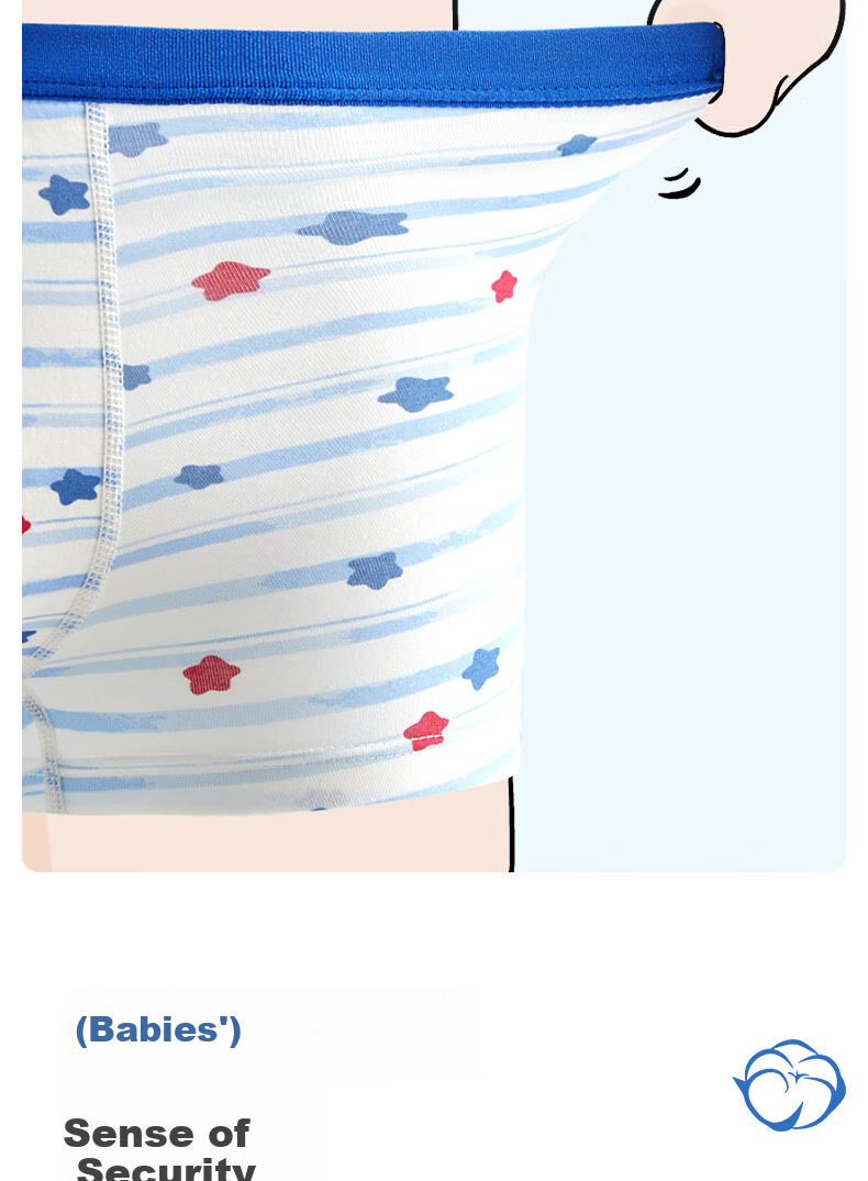 Gb Kids Boys' 10A Antibacterial Breathable Cotton Boxer Briefs Baby Underwear 3-Pack Starry Fun 160 8