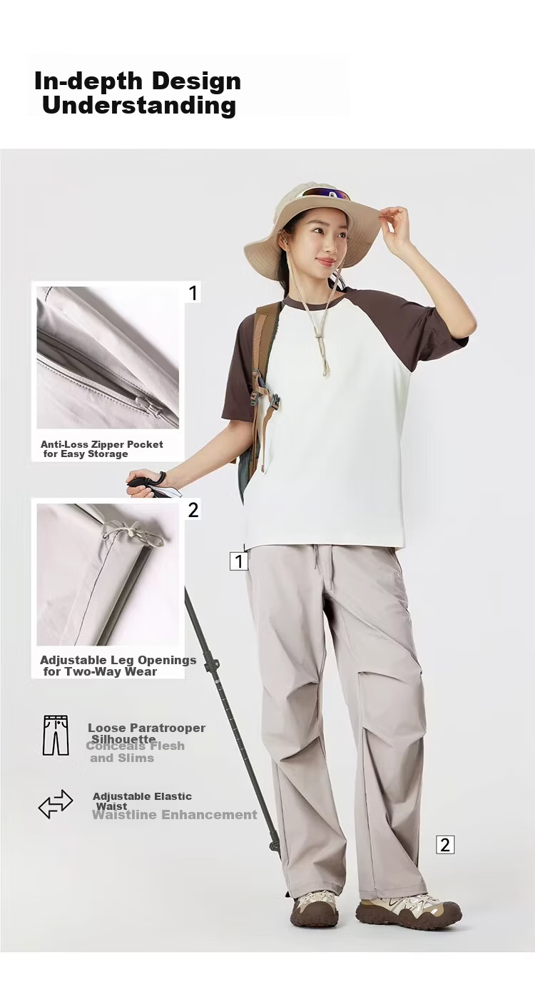 CAMEL Outdoor Quick-Dry Military Pants Women Spring Summer Breathable Cooling Sun Protection Wide-Leg Sports Hiking Mountaineering Pants Men 3032 7
