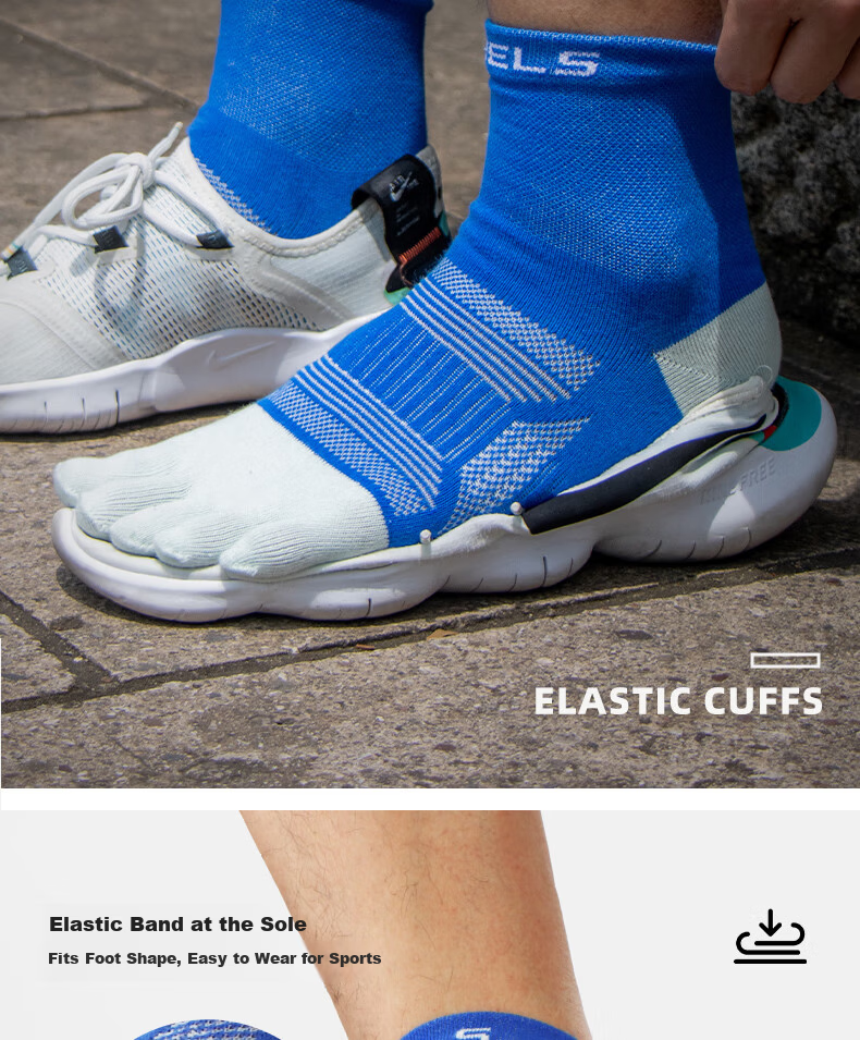 Riels Sports Five-Toe Socks Trail Running Professional Socks Unisex Hiking Breathable Sweat-Absorbing Mid-Calf Cotton Socks 12