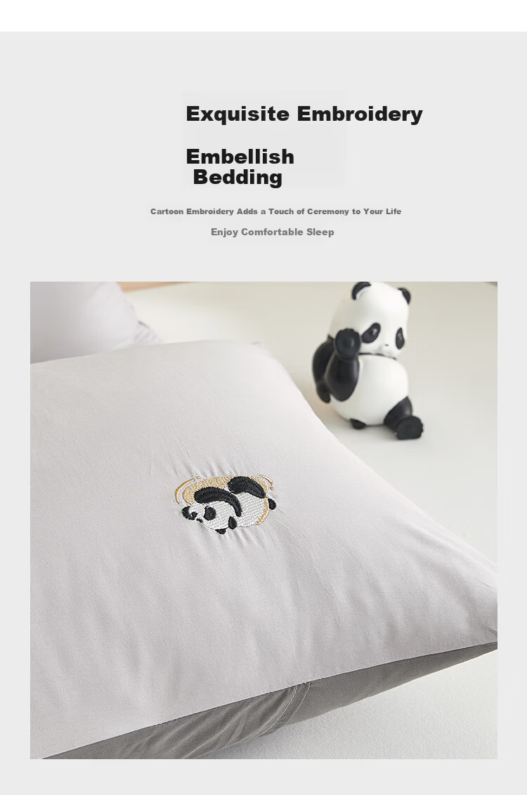 Wuyinliangpin Class A Pure Cotton Pillowcase, 100% Cotton Shell Embroidery Pillowcase, Pillow Cover, 48x74cm Pair, Striped Brow 6