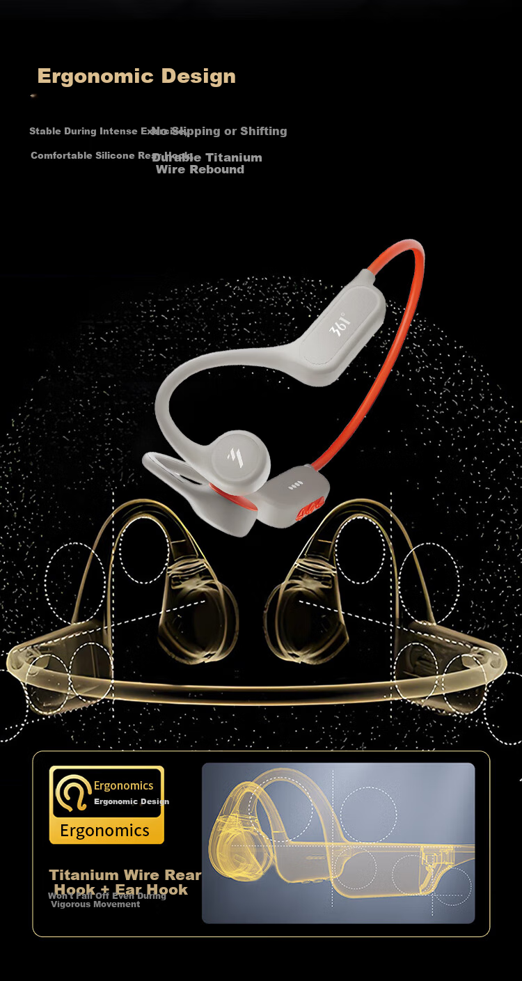 361° True Bone Conduction Bluetooth Earphones Open-Ear Sweatproof Sports Running Cycling Outdoor Long Battery Life YDG02 8