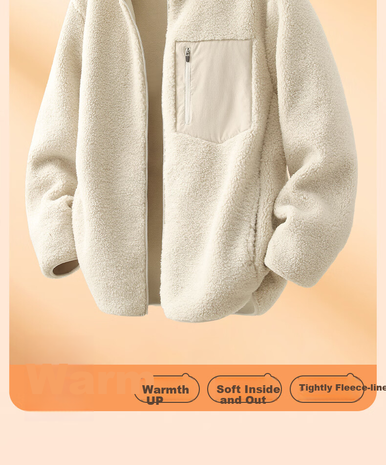 Warrior Men's Fleece Lined Jacket Winter Thickened Polar Fleece Coat Men's Sports Warm Fleece Top Black L 2