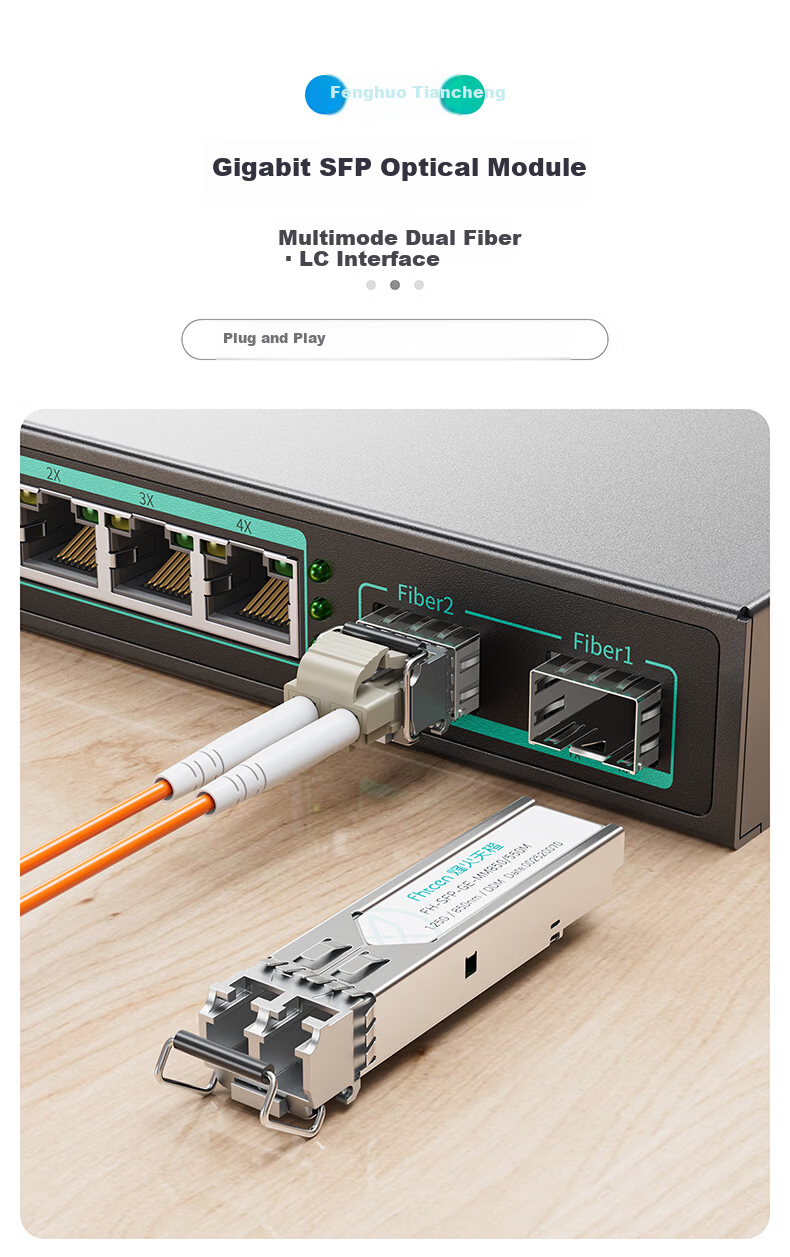 FiberHome Tiancheng SFP Optical Module 1.25G Gigabit Single-mode Single-fiber LC Interface 3KM 1310/1550nm FH-SFP-GE-SM1310A/1550B/3KM/L 2