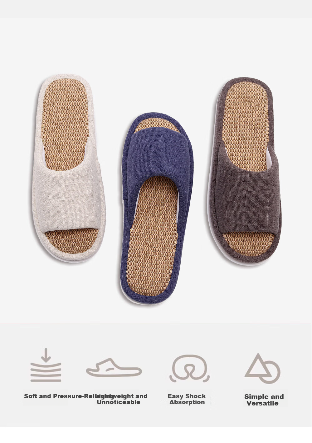 Big Size Linen Slippers for Men 4647 Indoor Home Breathable Cotton Linen Fabric Slippers All Seasons Beige 48-49 4
