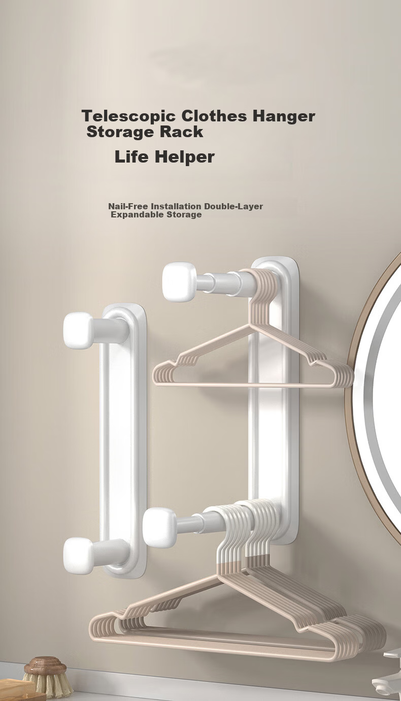 MUYA Clothes Hanger Storage Organizer, No Drilling Required, Foldable Drying Rack, Balcony Storage Shelf 1