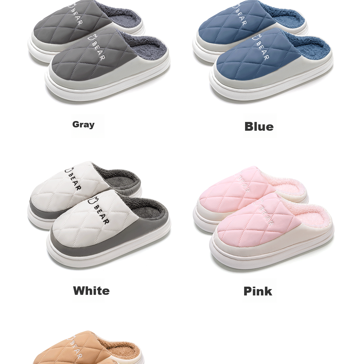 Runrou Men's Cotton Slippers Autumn Winter 2025 New Waterproof Odor-Resistant Fleece Lined Warm Indoor Thick Sole Home Slippers 14