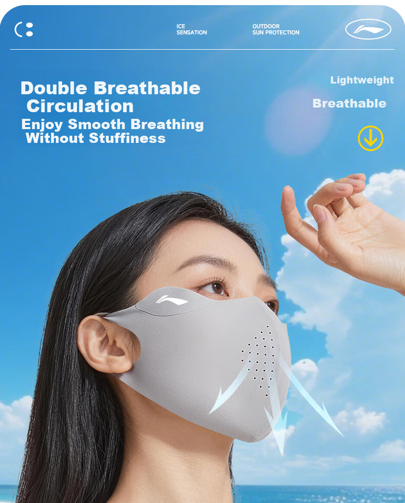 Li-Ning Sun Protection Face Mask for Men And Women, Ice Silk UV-Resistant 3D Sunshade Mask for Running, Cycling, Breathable with Eye Corner Protectio 8