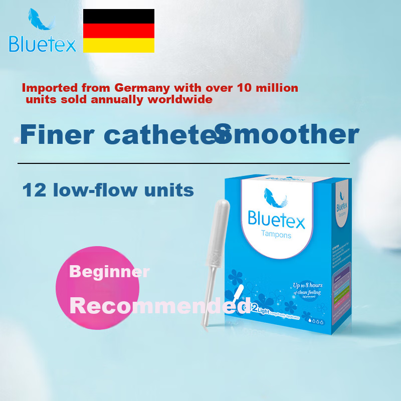 Bluetex Tampons Long Applicator Light Flow 12pcs Internal Sanitary Pads Menstrual Swimming Special JD Self-operated