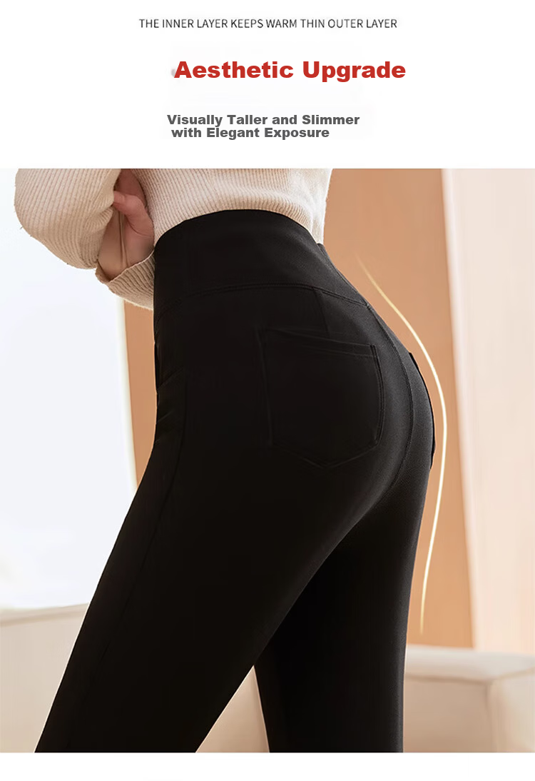 Langsha Women's Down Pants Thickened Winter Outerwear Northeast Goose Down Wool Warm Fleece Slim Black Cotton Pants 12