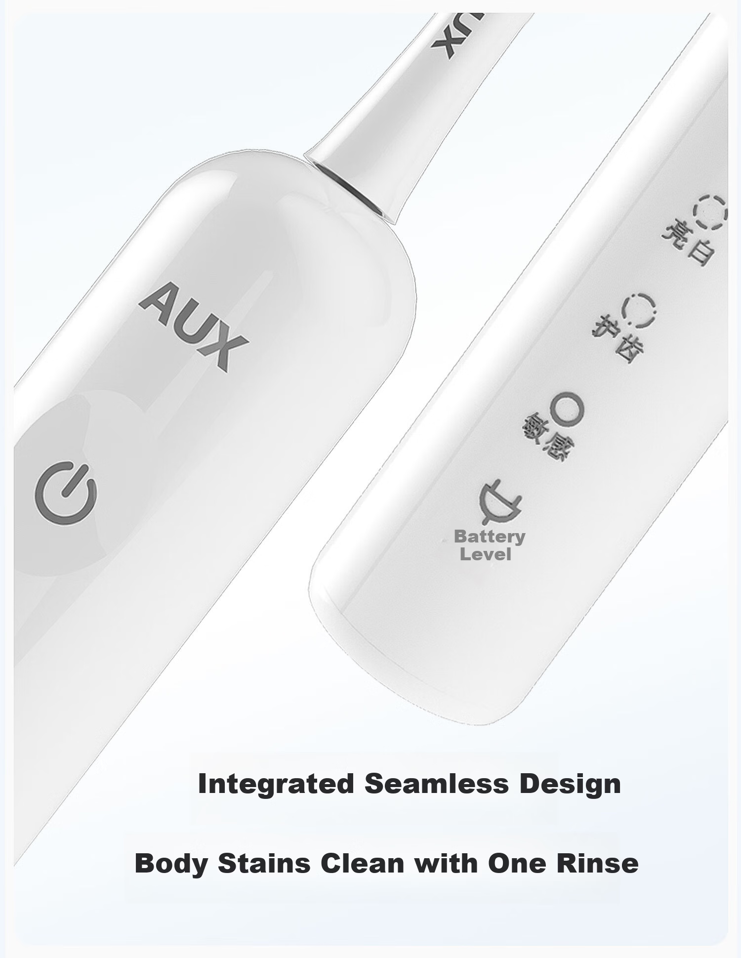 AUX Blue Light Sonic Electric Toothbrush S02 White + 2 Brush Heads Long Battery Life Soft Bristles Comfortable Whitening Deep Cleaning Gum Care Birthday Gift 11