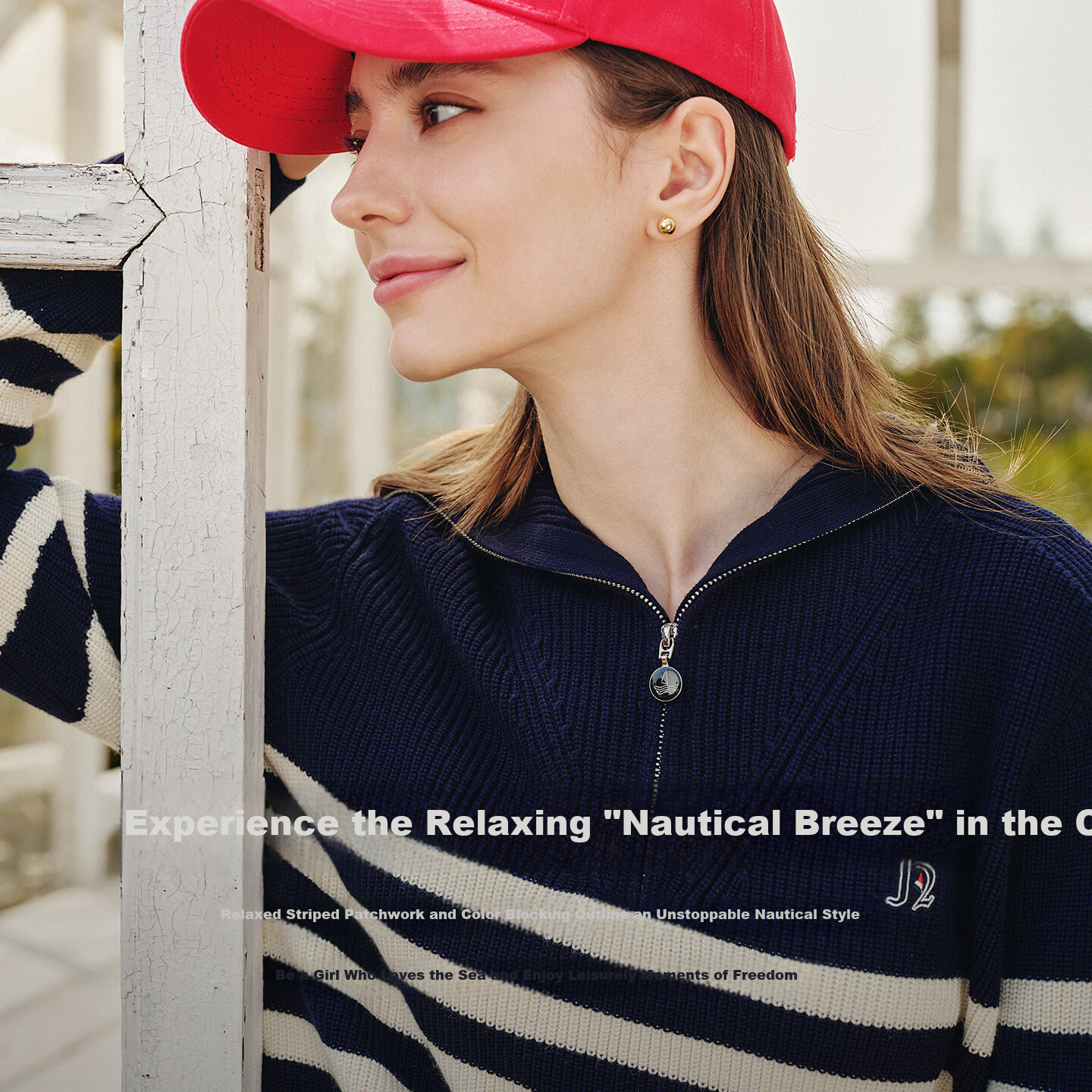 Navikail Italian Small Sailboat Women's 2025 New Striped Knit Loose Large Lapel Sweater 2334045506