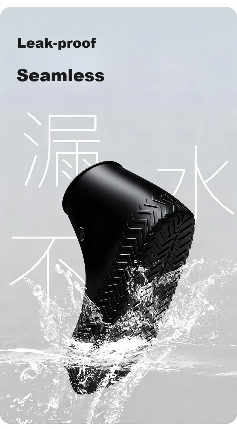 BWNK Adult Waterproof Silicone Rain Shoe Covers Non-Slip Wear-Resistant Portable Rain Boots Black XL 3
