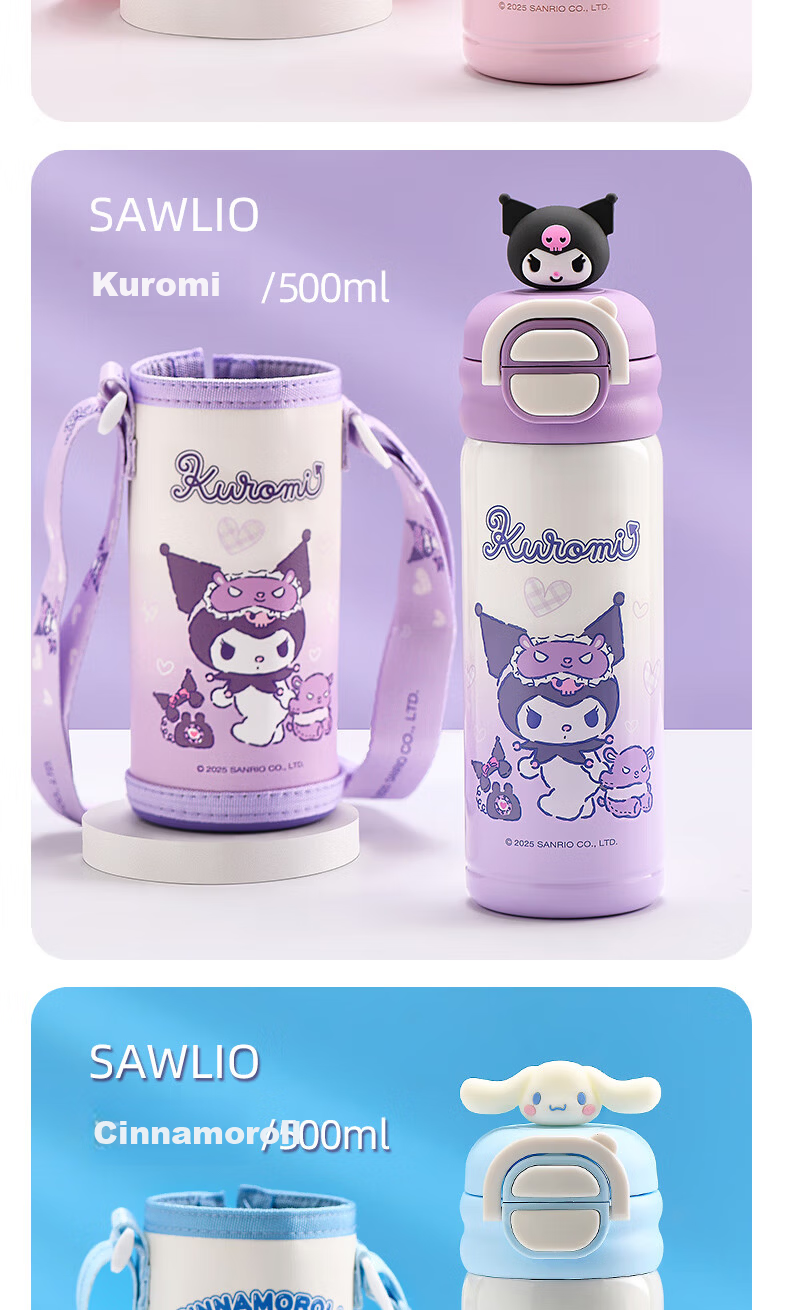 Sanrio 316 Stainless Steel Insulated Water Bottle 500ML Dual-Use Kids Thermos Cup 2543 My Melody 3