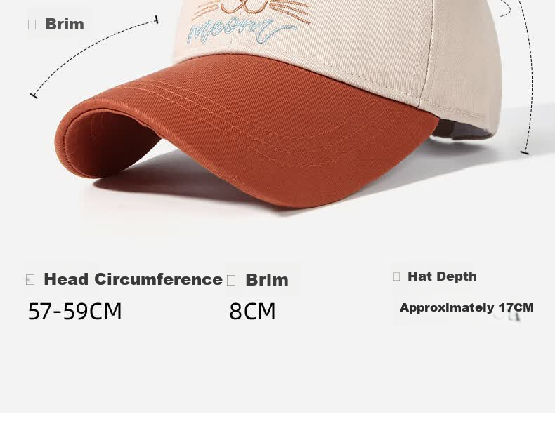 CACUSS Women's Baseball Cap Spring Summer Retro Colorblock Embroidered Cotton Soft Top Outdoor Face-Slimming Pink Brown 12