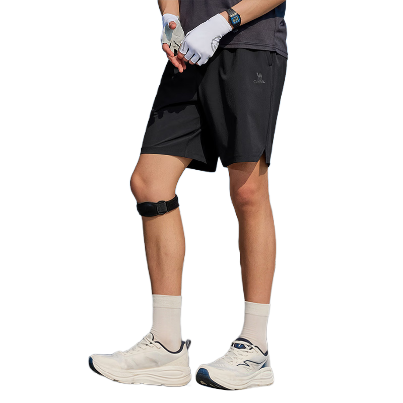 CAMEL Quick-Dry Men's Sports Shorts Ice Cooling Sun Protection Antibacterial Running Pants C16BA6L6069 Phantom Black L