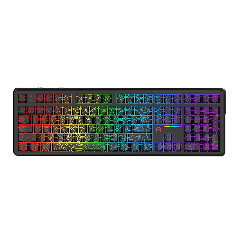 AJAZZ AK108 Tri-mode Wireless Mechanical Keyboard Hot-swappable 108 Keys 10000mAh Customizable RGB Screen Mechanical Keyboard Contour Black Litchi Switch