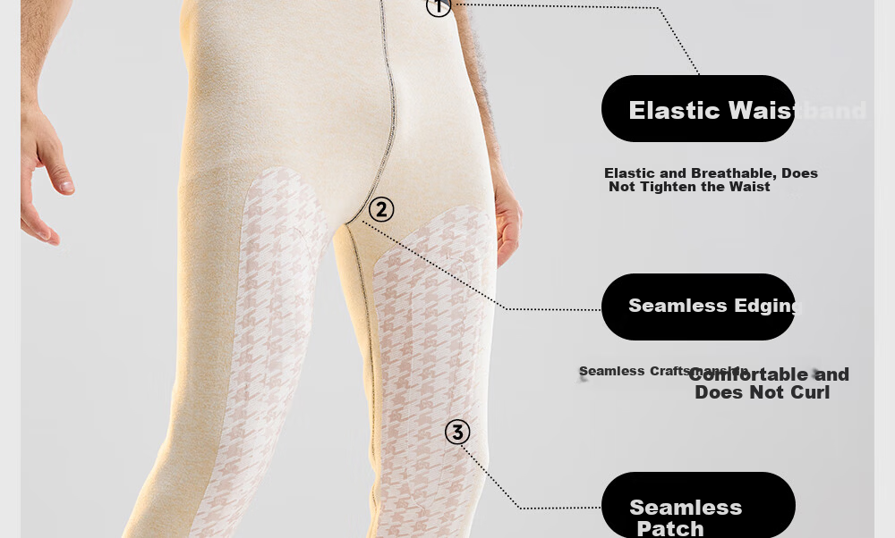 Modal Men's Thickened Thermal Pants with 100% Wool Patches, Wool and Silk Blend Autumn Winter Base Layer Cotton Wool Pants 22